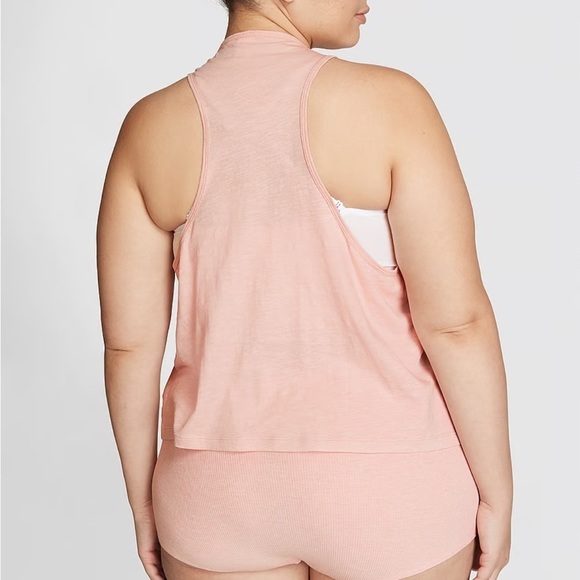 VS Pink Cotton Cropped Racerback Tank Top light pink crop top activewear medium - Picture 3 of 10